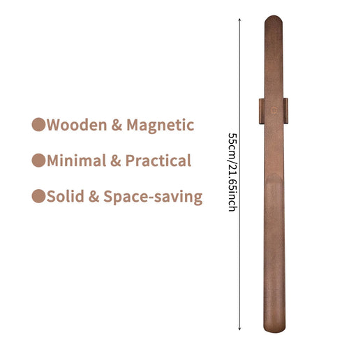 Premium Beech Wood 55cm Long Handle Shoe Horn - Magnetic Base No-Bend